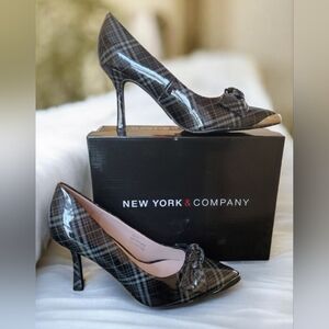 New York & Company Black Plaid Heels. NIB. Size 10. MSRP $85